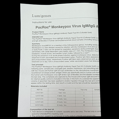 15分の感染症IgG IgM Monkeypox ISOの証明書の急流